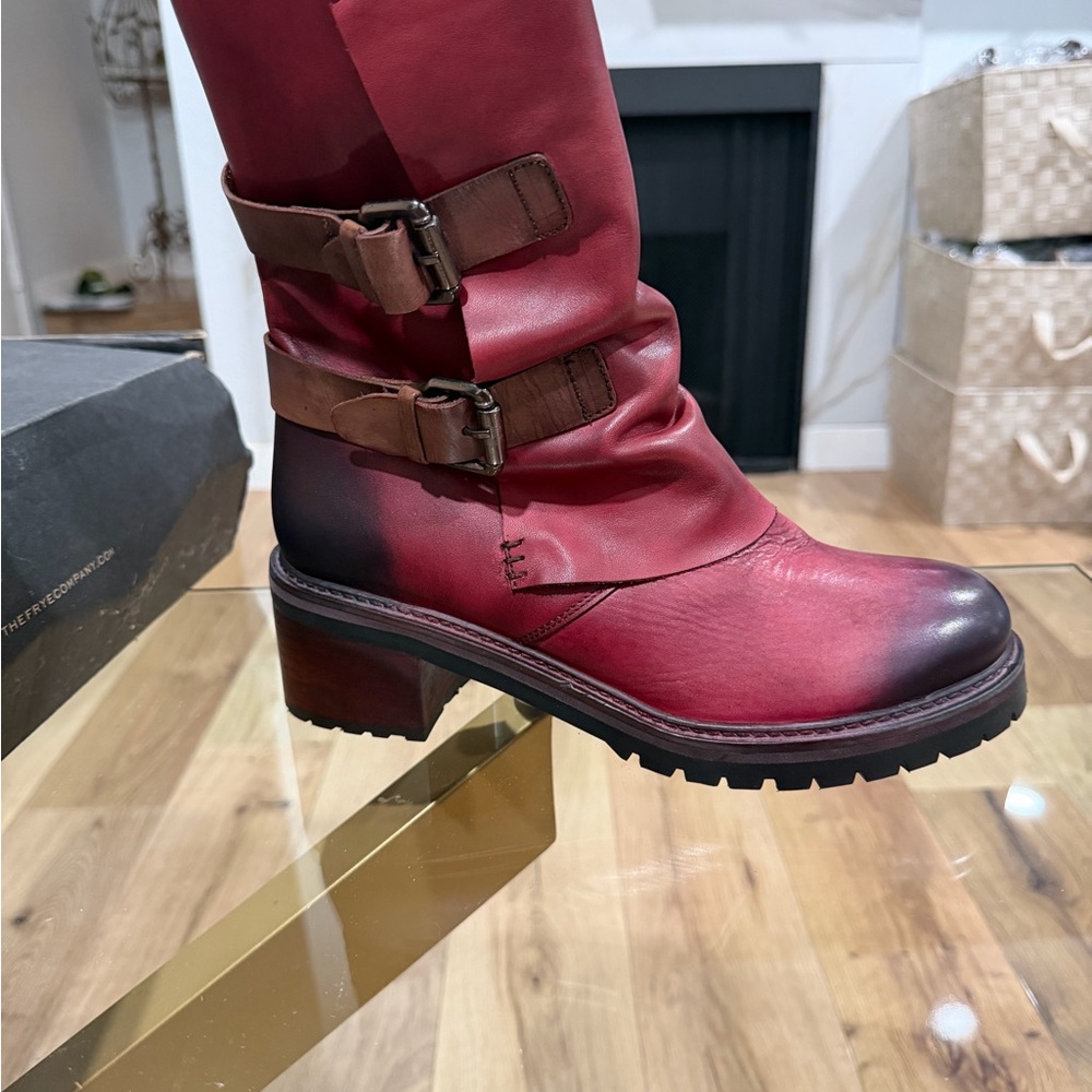The Foundry Suppl Co. Burgundy Ankle Boots Moto boots
